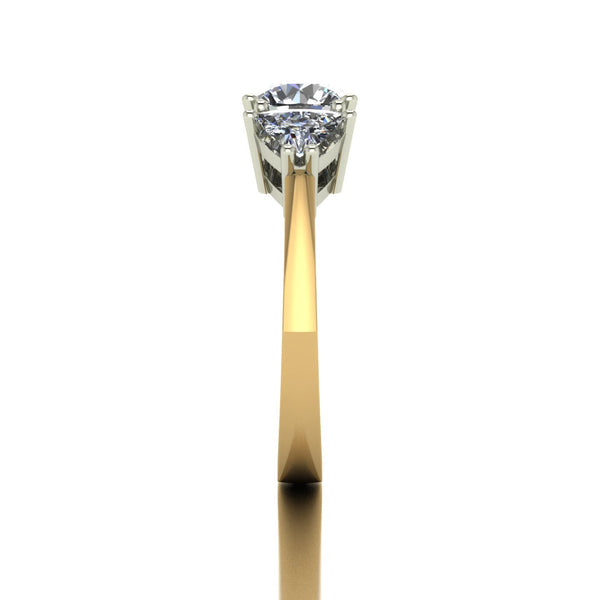 2.00ct (1x 7.0mm Rnd & 2x 5.0mm Trill) Round & Trillion Moissanite Set Three Stone Ring