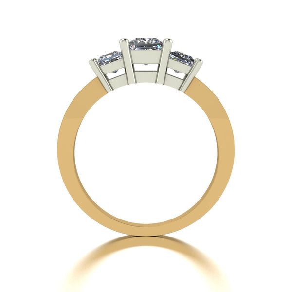 1.00ct (1x 5.0mm 2x 3.0mm) Square Moissanite Set Three Stone Ring
