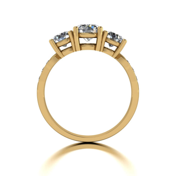 2.00ct (1x 6.0mm, 2x 5.0mm & 6x 1.8mm) Round Moissanite Set Three Stone Ring