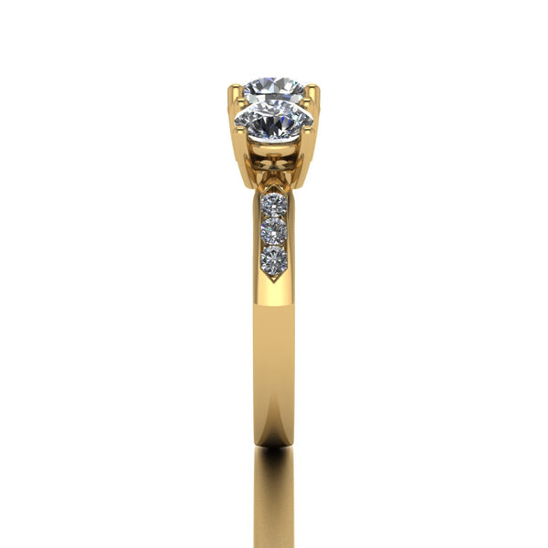 2.00ct (1x 6.0mm, 2x 5.0mm & 6x 1.8mm) Round Moissanite Set Three Stone Ring