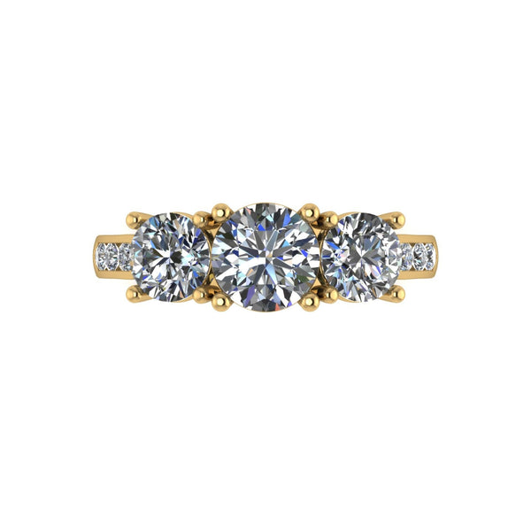 2.00ct (1x 6.0mm, 2x 5.0mm & 6x 1.8mm) Round Moissanite Set Three Stone Ring
