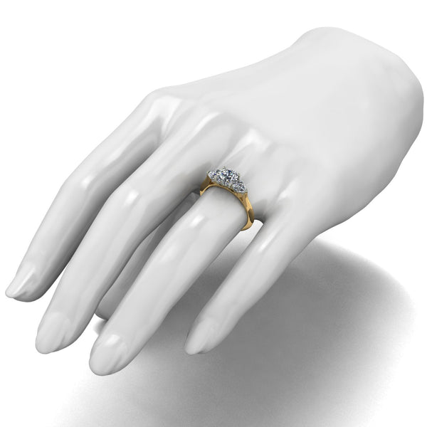 2.00ct (1x 7.0mm Rnd & 2x 4.5mm Hrt) Round & Heart Moissanite Set Three Stone Ring