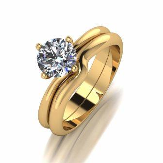 1.00ct (1x 6.5mm) Round Moissanite Bridal Set Ring