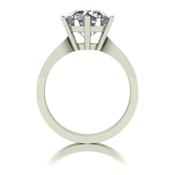4.15ct (1x 10.0mm & 6x 1.6mm) Round Moissanite Set Shoulders Single Stone Ring