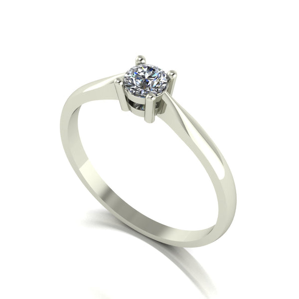 0.25ct (1x 4.0mm) Round Moissanite Set Single Stone Ring