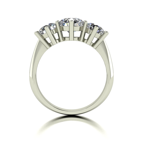 2.50ct (1x 7.0mm & 2x 5.5mm) Round Moissanite Set Three Stone Ring