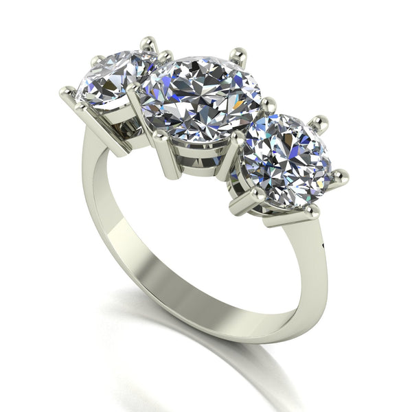 4.00ct (1x 8.0mm & 2x 6.5mm) Round Moissanite Set Three Stone Ring