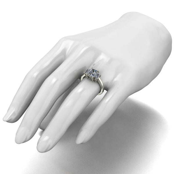 2.50ct (1x 8x6mm & 2x 5x3mm) Emerald Cut Moissanite Set Three Stone Ring