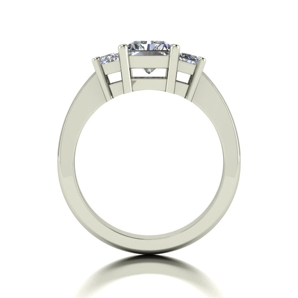 2.50ct (1x 8x6mm & 2x 5x3mm) Emerald Cut Moissanite Set Three Stone Ring