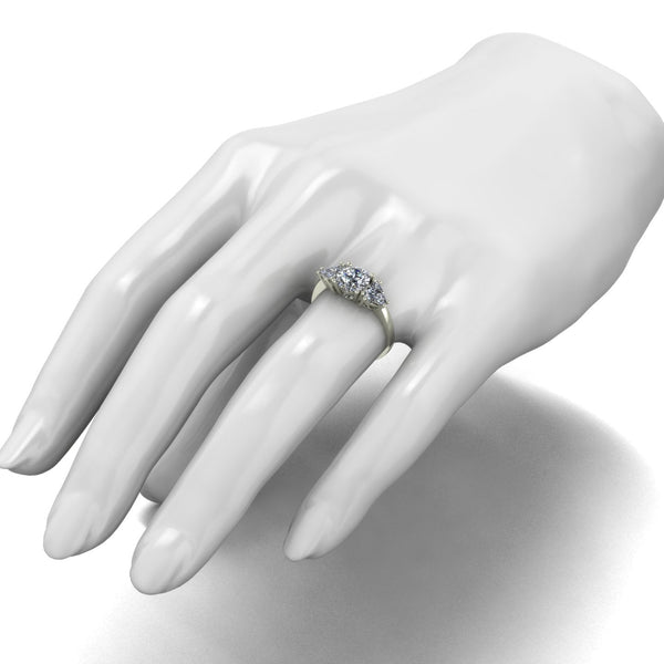 2.00ct (1x 7.0mm Rnd & 2x 5.0mm Trill) Round & Trillion Moissanite Set Three Stone Ring