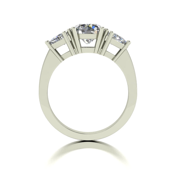 2.00ct (1x 7.0mm Rnd & 2x 5.0mm Trill) Round & Trillion Moissanite Set Three Stone Ring