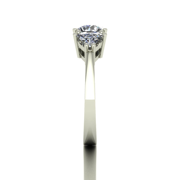 2.00ct (1x 7.0mm Rnd & 2x 5.0mm Trill) Round & Trillion Moissanite Set Three Stone Ring