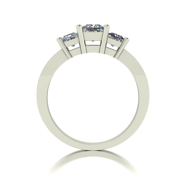 1.00ct (1x 5.0mm 2x 3.0mm) Square Moissanite Set Three Stone Ring