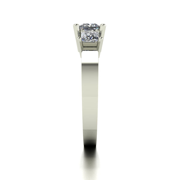 1.00ct (1x 5.0mm 2x 3.0mm) Square Moissanite Set Three Stone Ring