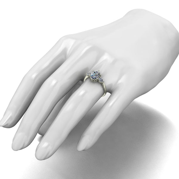 2.50ct (1x 9x7mm Oval & 2x 5x3mmPear ) Oval & Pear Moissanite Set Three Stone Ring