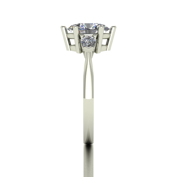 2.50ct (1x 9x7mm Oval & 2x 5x3mmPear ) Oval & Pear Moissanite Set Three Stone Ring