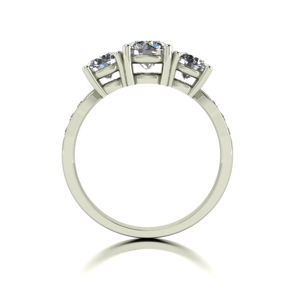 2.00ct (1x 6.0mm, 2x 5.0mm & 6x 1.8mm) Round Moissanite Set Three Stone Ring