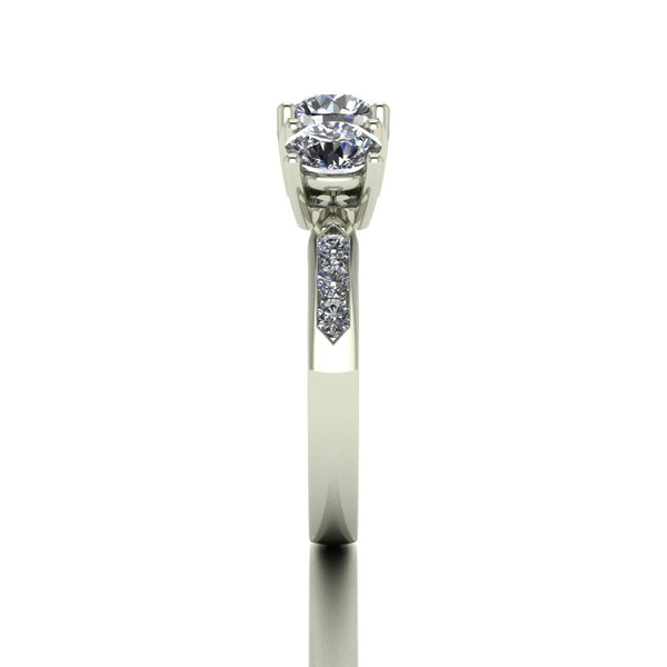 2.00ct (1x 6.0mm, 2x 5.0mm & 6x 1.8mm) Round Moissanite Set Three Stone Ring