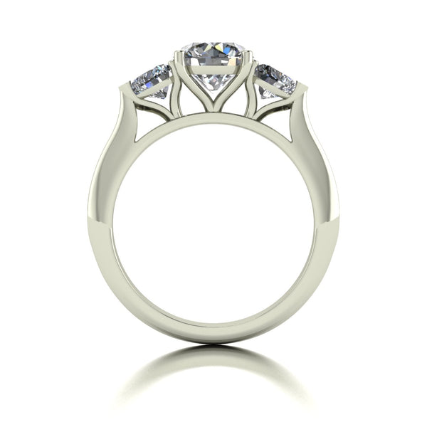 2.00ct (1x 7.0mm Rnd & 2x 4.5mm Hrt) Round & Heart Moissanite Set Three Stone Ring