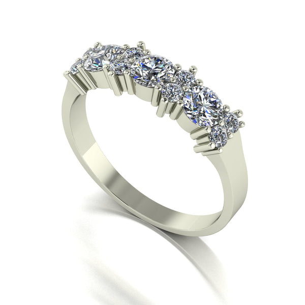 1.00ct (3x 4.0mm & 8x 2.0mm) Round Moissanite Set Eternity Ring