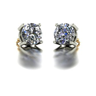 4.00ct (2x 8.0mm) Round Moissanite Set Earrings