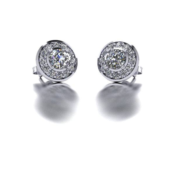 0.78ct (2x 4.0mm & 24x 1.3mm) Round Moissanite Set Earrings