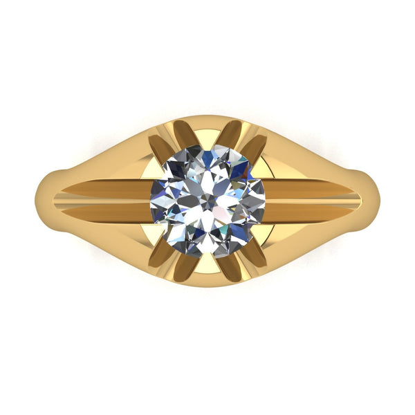 2.00ct (1x 8.0mm) Round Moissanite Set Men's Ring