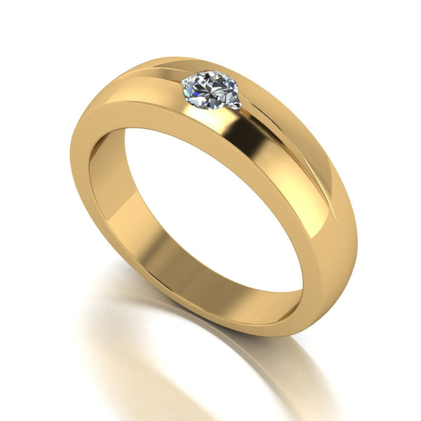 0.50ct (1x 5.0mm) Round Moissanite Set Men's Ring