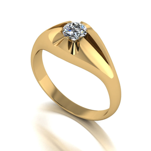 0.50ct (1x 5.0mm) Round Moissanite Set Men's Ring