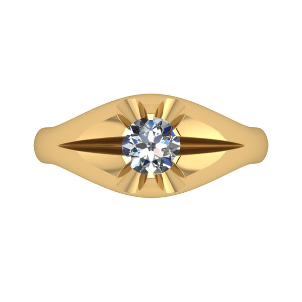 0.50ct (1x 5.0mm) Round Moissanite Set Men's Ring