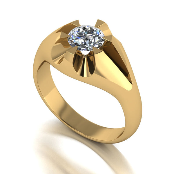 1.00ct (1x 6.5mm) Round Moissanite Set Men's Ring