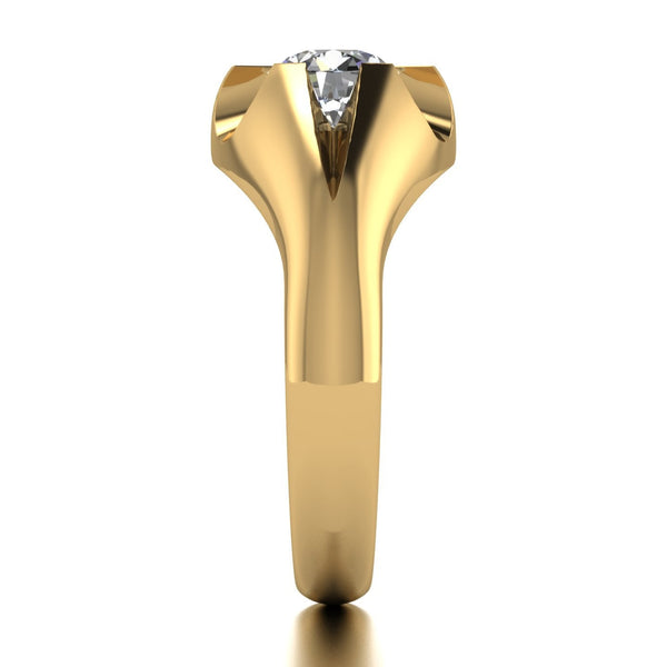 1.00ct (1x 6.5mm) Round Moissanite Set Men's Ring