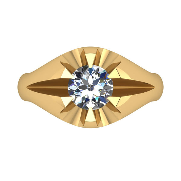 1.00ct (1x 6.5mm) Round Moissanite Set Men's Ring