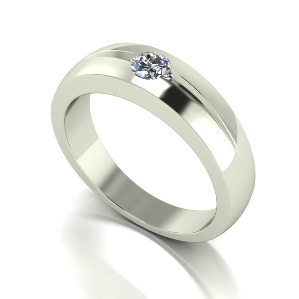 0.50ct (1x 5.0mm) Round Moissanite Set Men's Ring