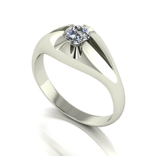 0.50ct (1x 5.0mm) Round Moissanite Set Men's Ring