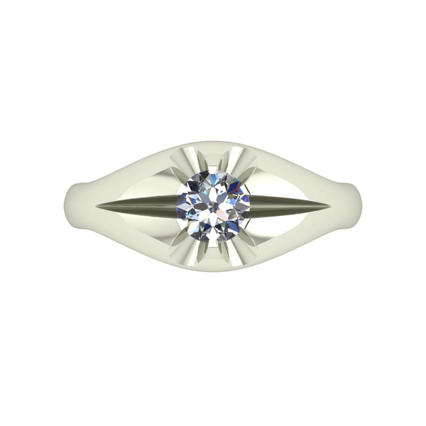0.50ct (1x 5.0mm) Round Moissanite Set Men's Ring