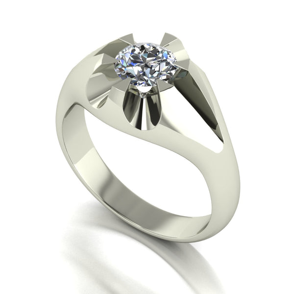 1.00ct (1x 6.5mm) Round Moissanite Set Men's Ring