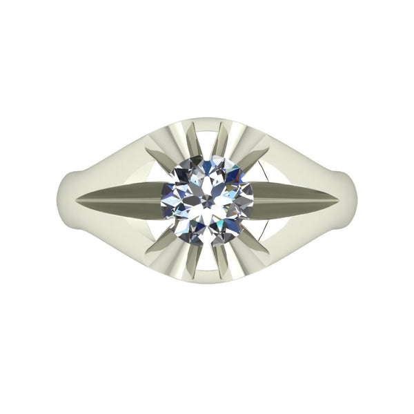 1.00ct (1x 6.5mm) Round Moissanite Set Men's Ring