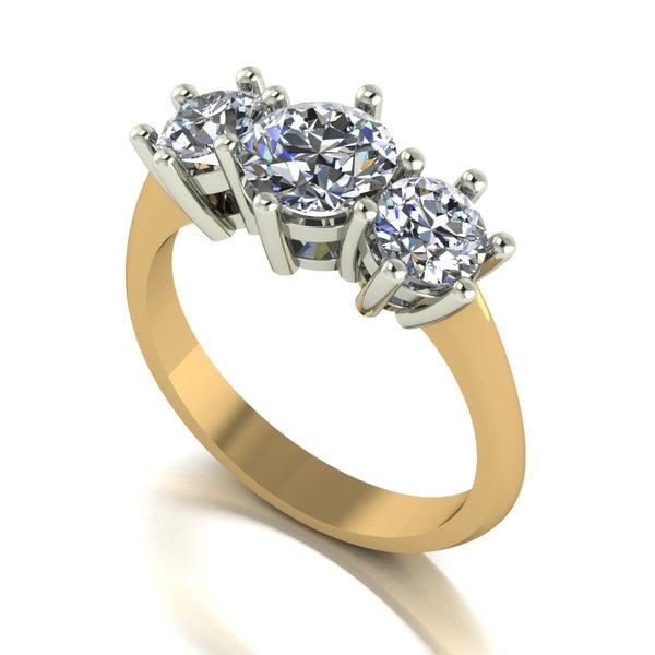 2.00ct (1x 6.5mm & 2x 5.0mm) Round Moissanite Set Three Stone Ring
