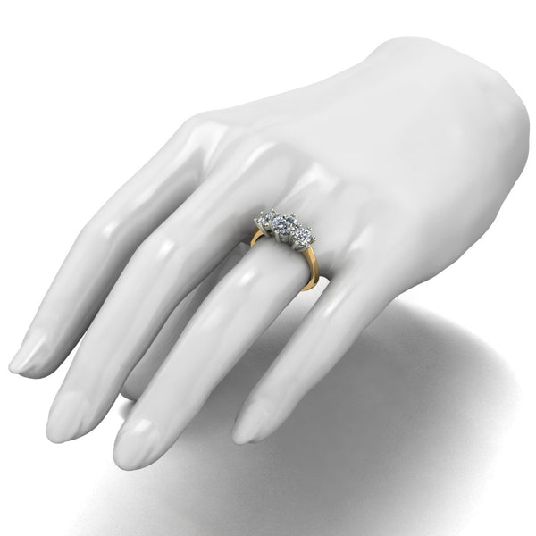 2.00ct (1x 6.5mm & 2x 5.0mm) Round Moissanite Set Three Stone Ring
