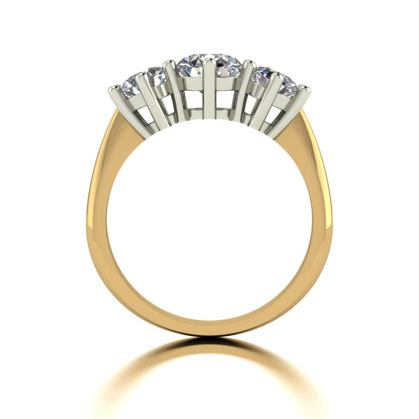 2.00ct (1x 6.5mm & 2x 5.0mm) Round Moissanite Set Three Stone Ring