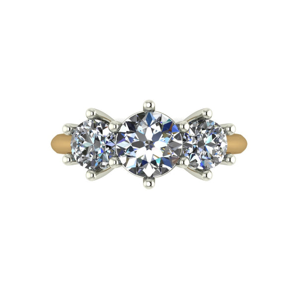 2.00ct (1x 6.5mm & 2x 5.0mm) Round Moissanite Set Three Stone Ring