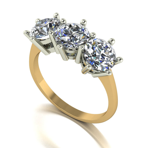 3.00ct (3x 6.5mm) Round Moissanite Set Three Stone Ring