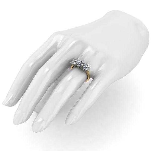 3.00ct (3x 6.5mm) Round Moissanite Set Three Stone Ring