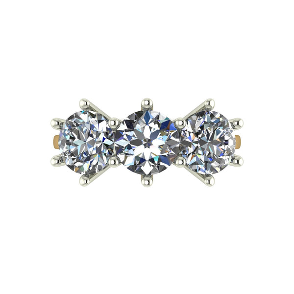 3.00ct (3x 6.5mm) Round Moissanite Set Three Stone Ring