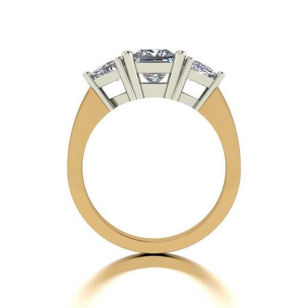 2.00ct (1x 5.5mm Sqr & 2x 5.0mm Trill) Square & Trillion Moissanite Set Three Stone Ring