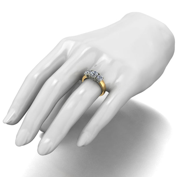 2.00ct (1x 6.5mm & 2x 5.0mm) Round Moissanite Set Three Stone Ring