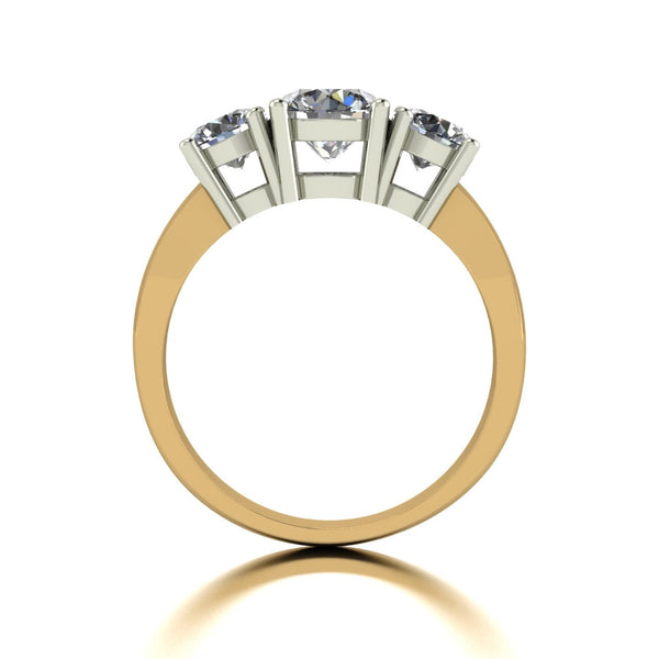 2.00ct (1x 6.5mm & 2x 5.0mm) Round Moissanite Set Three Stone Ring