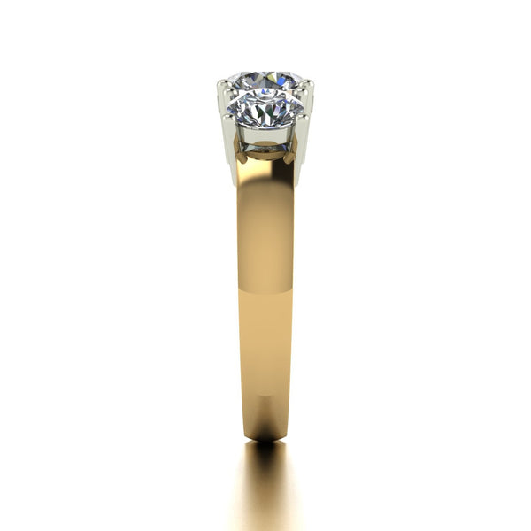 2.00ct (1x 6.5mm & 2x 5.0mm) Round Moissanite Set Three Stone Ring