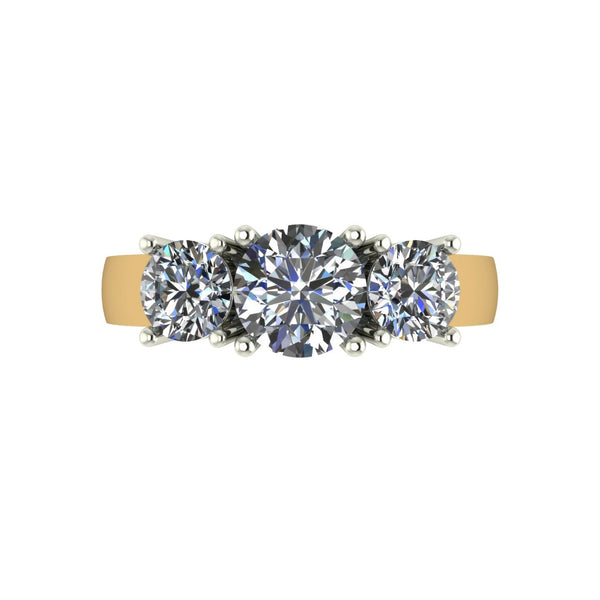 2.00ct (1x 6.5mm & 2x 5.0mm) Round Moissanite Set Three Stone Ring